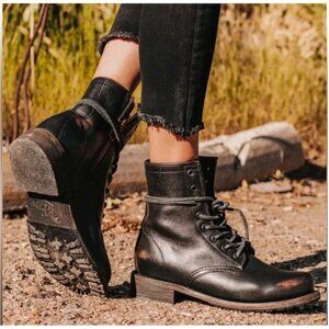 Freebird by Steven Manchester Goodyear Welted Distressed Leather Boots Black 8